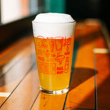 Load image into Gallery viewer, A pint glass full of light beer with red football and beer icons
