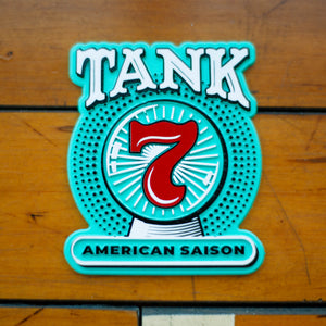 A teal die-cut magnet depicting Tank 7 in a crystal ball. 