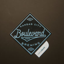 Load image into Gallery viewer, Navy diamond shaped sticker with &quot; Kansas City Boulevard 1989 Brewing Co&quot;
