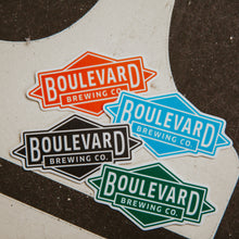 Load image into Gallery viewer, Four Boulevard Diamond logo sticker in black, teal, blue and orange.
