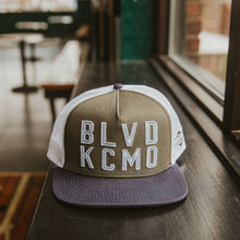 Load image into Gallery viewer, BLVD KCMO Snapback front sitting on table
