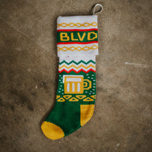 Load image into Gallery viewer, A knitted BLVD Holiday stocking.
