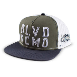 BLVD KCMO Snapback front with white background