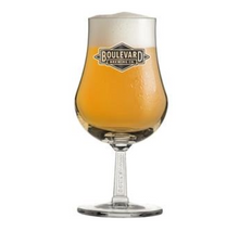 Load image into Gallery viewer, Boulevard diamond logo branded tulip glass filled with beer.
