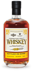 A bottle of Bottled-in-Bond American Malt Whiskey