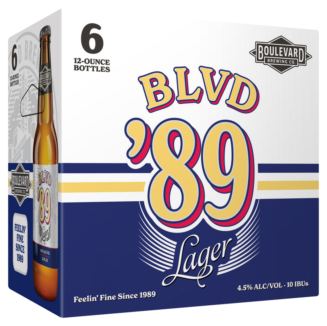 A six-pack of BLVD '89 Lager in bottles.