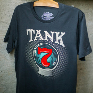 Black t-shirt with "Tank 7" in crystal ball