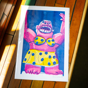 Kevin Garrison Teeny Weeny Yellow Polka Dot Bikini Gorilla Print