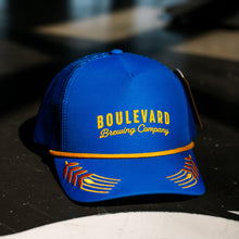 Load image into Gallery viewer, Blue cap with 'Boulevard Brewing Company' text on a dark surface
