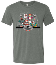Load image into Gallery viewer, Gray Space Camper t-shirt with colorful graphic design on a white background
