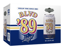 Load image into Gallery viewer, A twelve-pack of BLVD &#39;89 Lager in cans.
