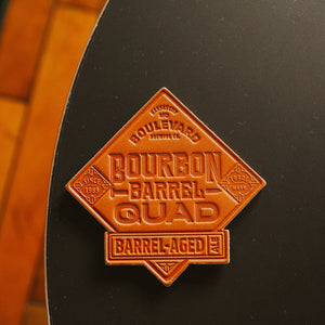 Bourbon Barrel Quad Leather Coaster top
