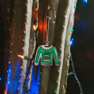 Nutcracker ornament hanging from cactus 