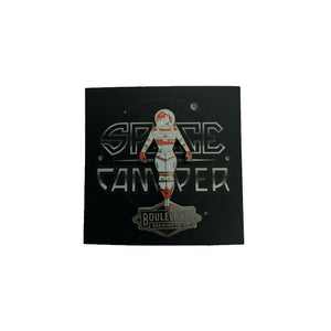 BLVD Space Camper Pin with Space Camper logo in background